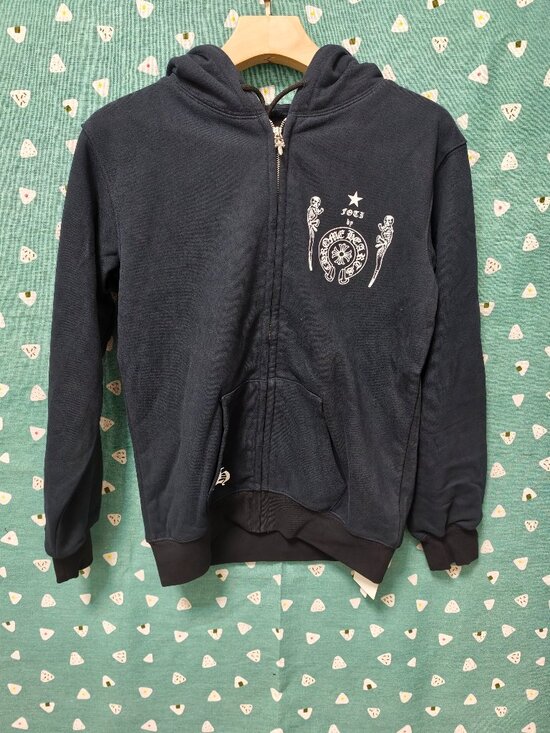 Chrome Hearts x Foti Other - Chrome Hearts Black Full-Zip Hooded Sweatshirt with White Crest